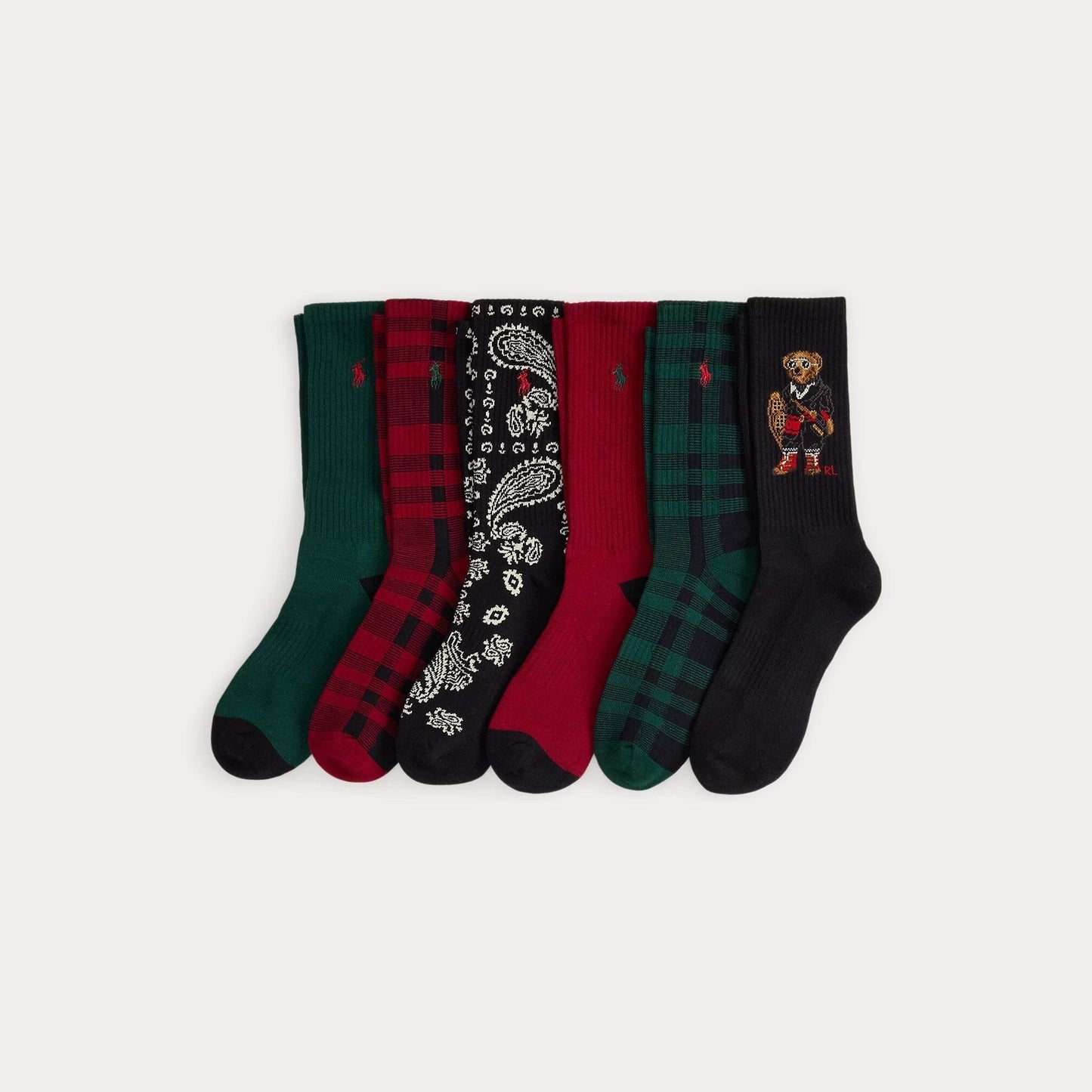 Lot de 6 paires de chaussettes ras du cou en mélange de coton RL Polo Bear