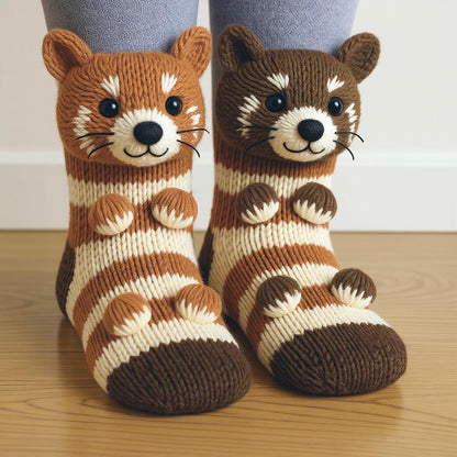 Chaussettes douillettes en tricot animaux
