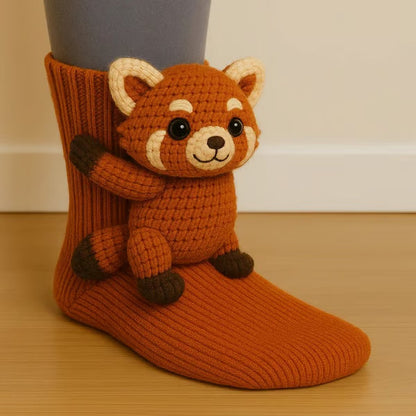 Chaussettes douillettes en tricot animaux