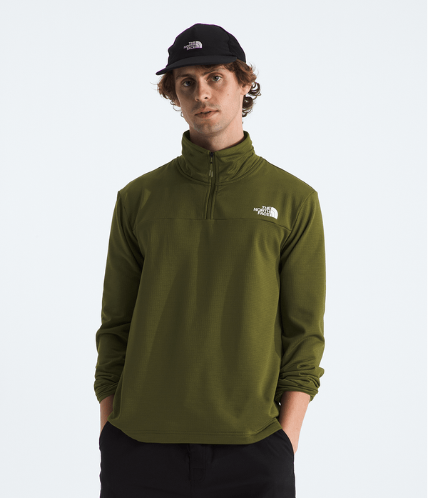 Polaire The North Face pour homme Cedar Trail Grid 1/4 Zip Vert Olive