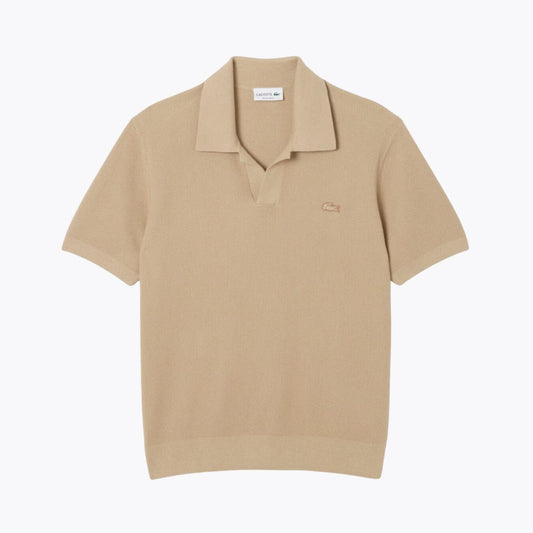 Pull en maille mélangée coton col polo ouvert LC