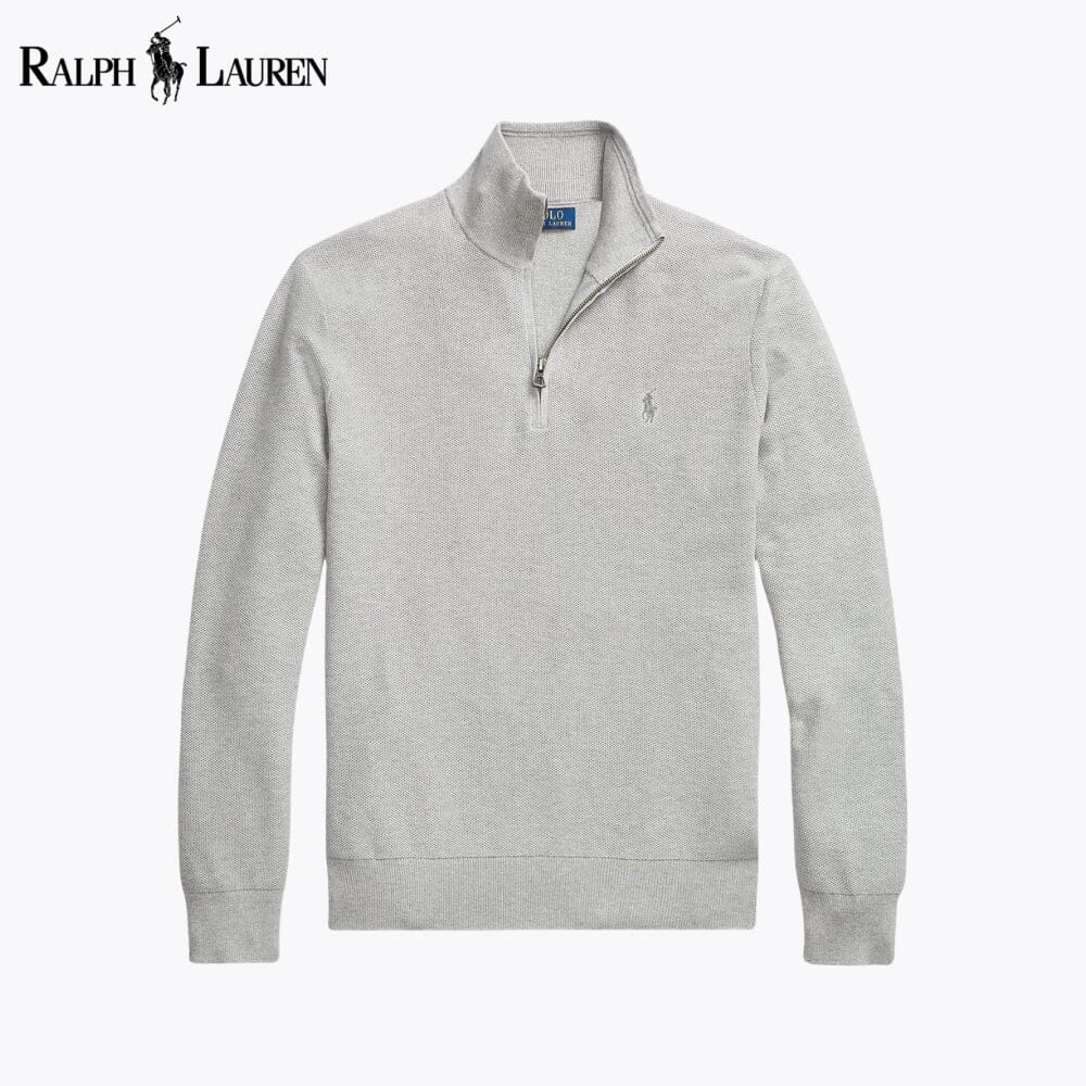 RL Mesh-Strick Baumwoll-Sweater mit Reißverschlusskragen