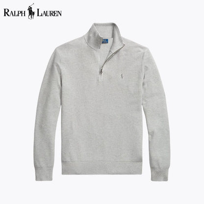 RL Mesh-Strick Baumwoll-Sweater mit Reißverschlusskragen