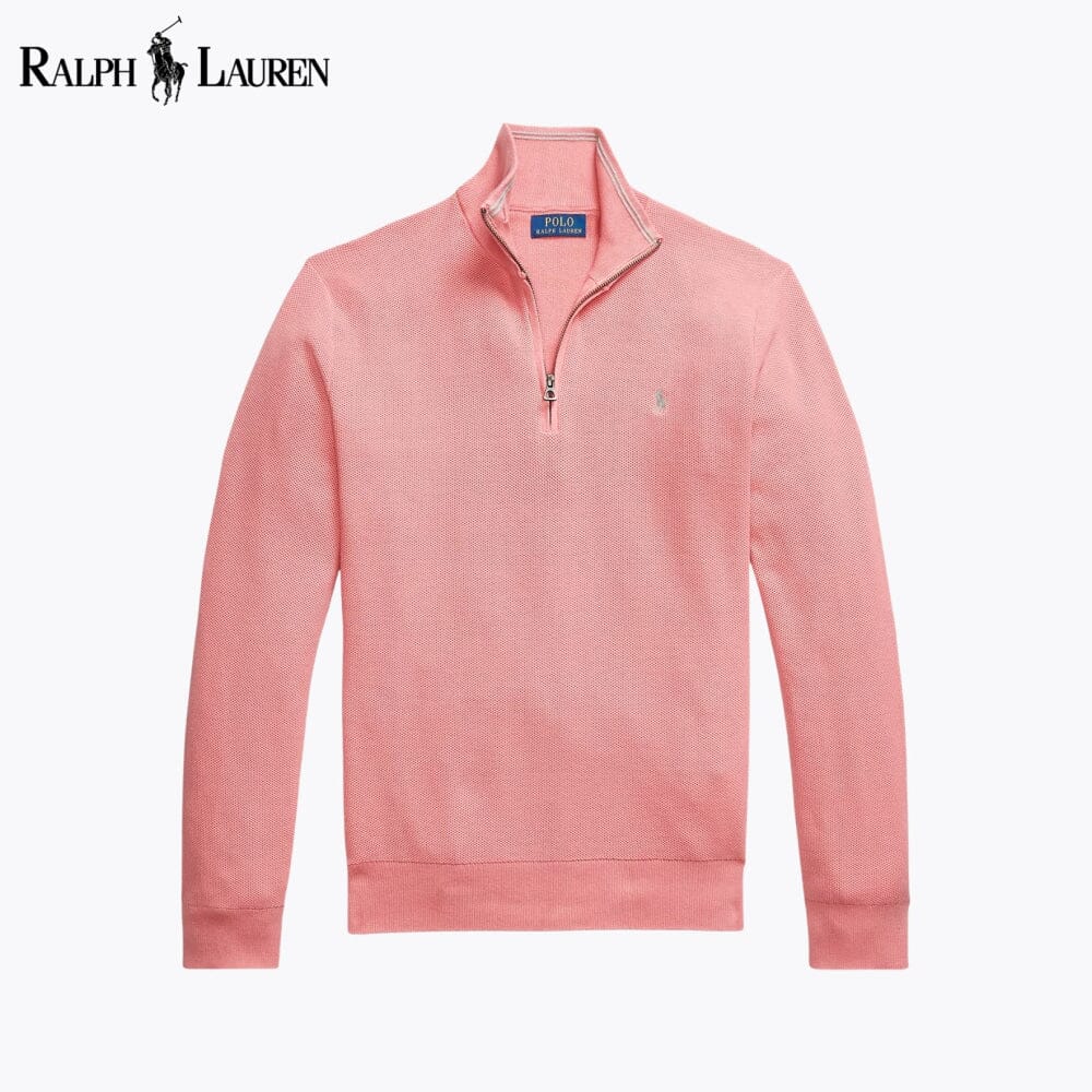 RL Mesh-Strick Baumwoll-Sweater mit Reißverschlusskragen