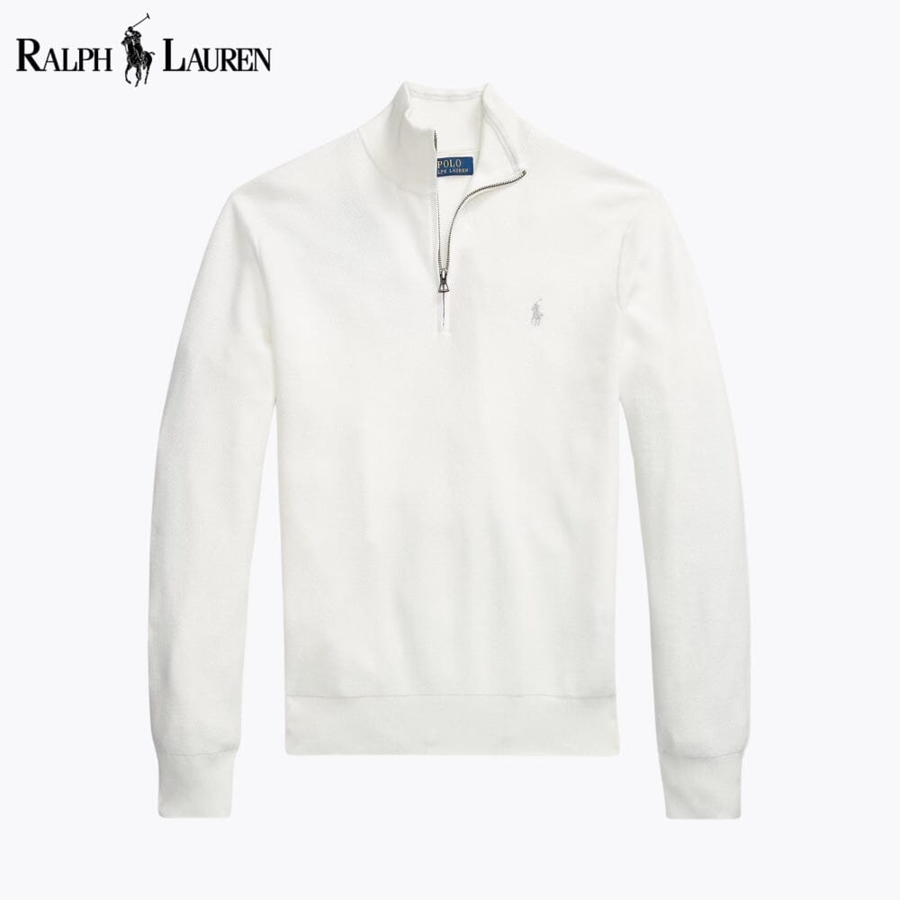 RL Mesh-Strick Baumwoll-Sweater mit Reißverschlusskragen